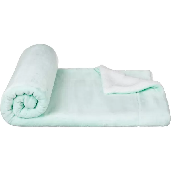 Amazon Basics UltraSoft Micromink Sherpa Blanket Throw CharcoalThrow Mountain Mint Green