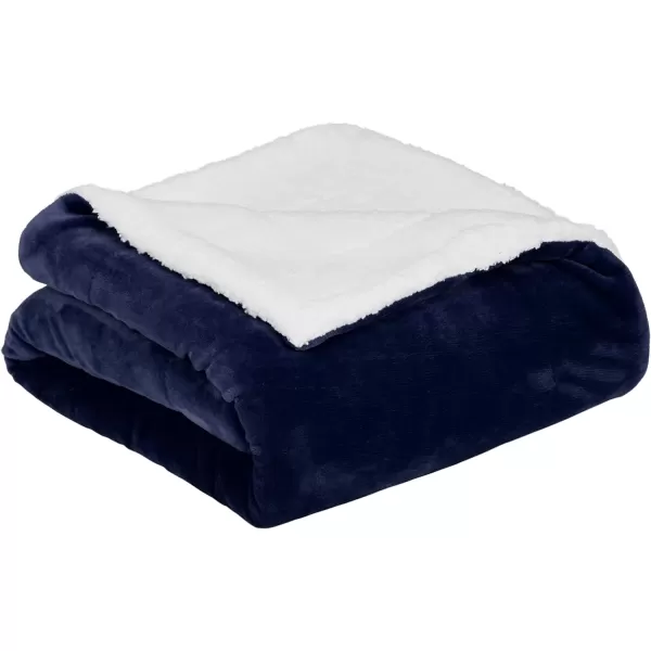 Amazon Basics UltraSoft Micromink Sherpa Blanket Throw CharcoalThrow Navy