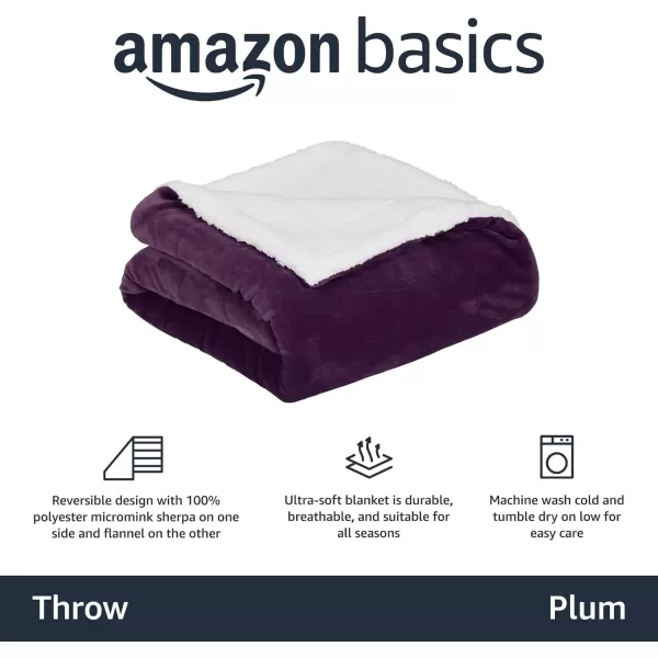 Amazon Basics UltraSoft Micromink Sherpa Blanket Throw CharcoalThrow Plum