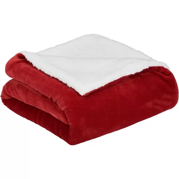 Amazon Basics UltraSoft Micromink Sherpa Blanket Throw CharcoalThrow Red