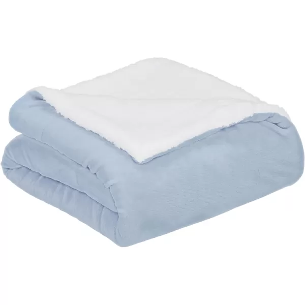 Amazon Basics UltraSoft Micromink Sherpa Blanket Throw CharcoalThrow Smoke Blue