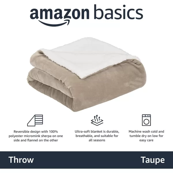 Amazon Basics UltraSoft Micromink Sherpa Blanket Throw CharcoalThrow Taupe