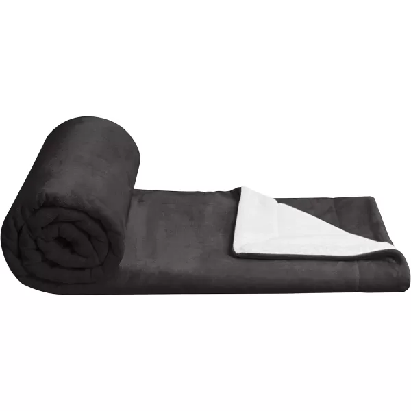 Amazon Basics UltraSoft Micromink Sherpa Blanket Throw CharcoalTwin Black