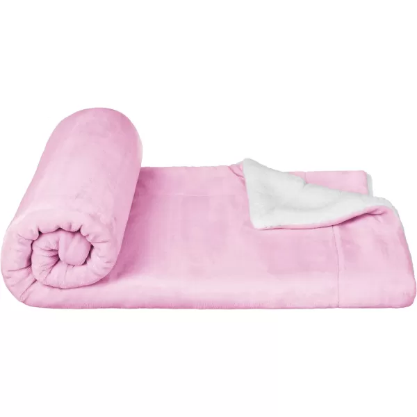 Amazon Basics UltraSoft Micromink Sherpa Blanket Throw CharcoalTwin Bubblegum Pink