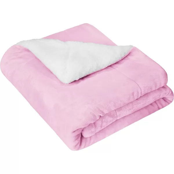 Amazon Basics UltraSoft Micromink Sherpa Blanket Throw CharcoalTwin Bubblegum Pink