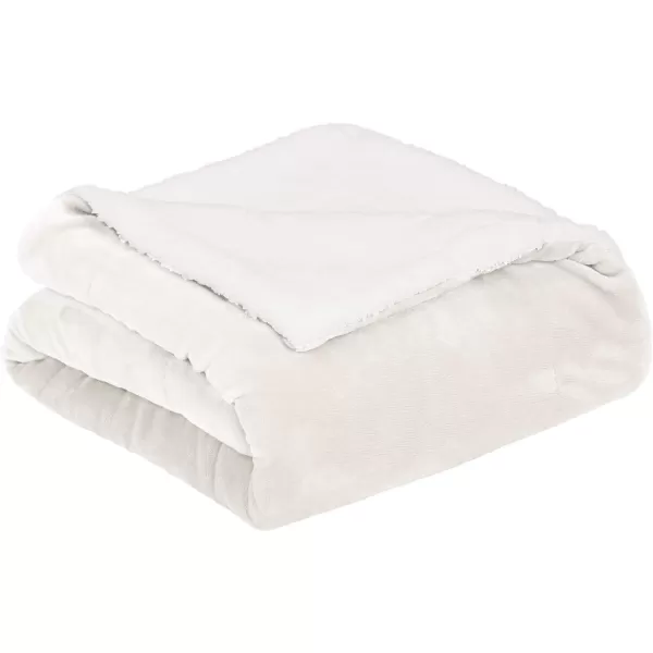 Amazon Basics UltraSoft Micromink Sherpa Blanket Throw CharcoalTwin Cream