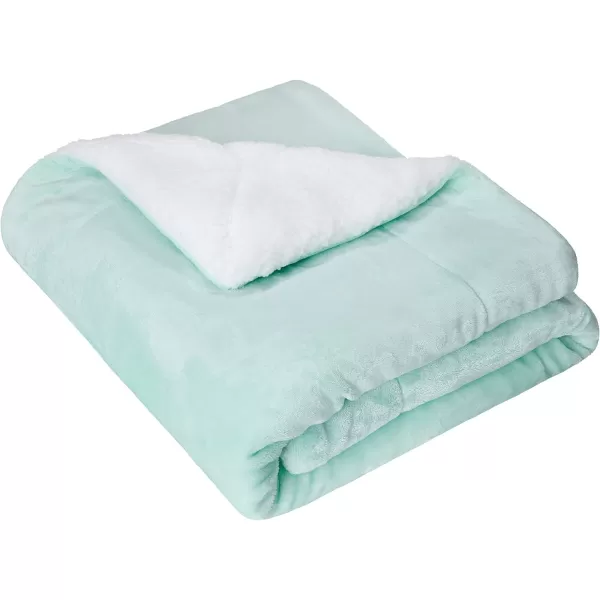 Amazon Basics UltraSoft Micromink Sherpa Blanket Throw CharcoalTwin Mountain Mint Green