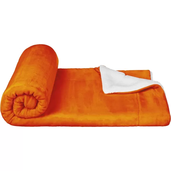 Amazon Basics UltraSoft Micromink Sherpa Blanket Throw CharcoalTwin Oh So Orange