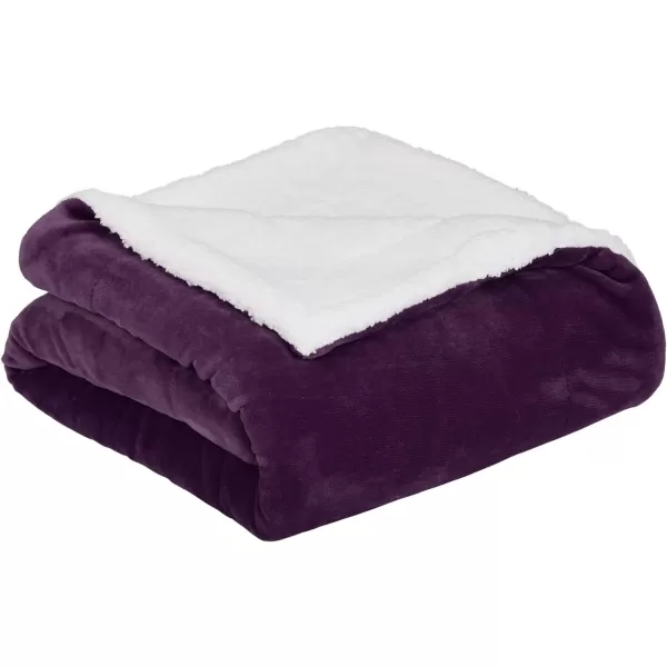 Amazon Basics UltraSoft Micromink Sherpa Blanket Throw CharcoalTwin Plum