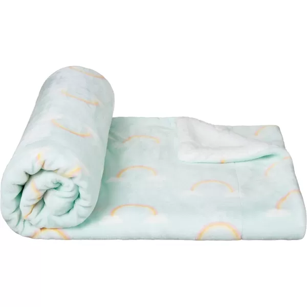 Amazon Basics UltraSoft Micromink Sherpa Blanket Throw CharcoalTwin Rainbows