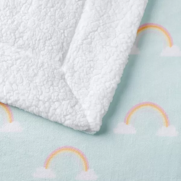Amazon Basics UltraSoft Micromink Sherpa Blanket Throw CharcoalTwin Rainbows