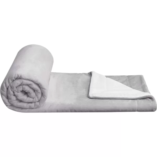 Amazon Basics UltraSoft Micromink Sherpa Blanket Throw CharcoalTwin Silver Grey