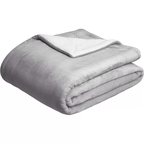 Amazon Basics UltraSoft Micromink Sherpa Blanket Throw CharcoalTwin Silver Grey