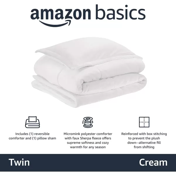 Amazon Basics UltraSoft Micromink Sherpa Comforter 3Piece Bedding Set FullQueen CharcoalCream Twin