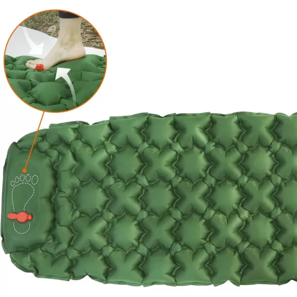 Amazon Basics Ultralight Sleeping Pad for Backpacking Hiking FoldingInflatable Portable Air Mattress with Builtin Pump Mat Olive Green 22 inches Thick SingleAmazon Basics Ultralight Sleeping Pad for Backpacking Hiking FoldingInflatable Portable Air Mattress with Builtin Pump Mat Olive Green 22 inches Thick Single