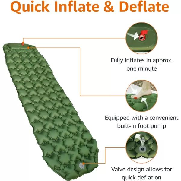 Amazon Basics Ultralight Sleeping Pad for Backpacking Hiking FoldingInflatable Portable Air Mattress with Builtin Pump Mat Olive Green 22 inches Thick SingleAmazon Basics Ultralight Sleeping Pad for Backpacking Hiking FoldingInflatable Portable Air Mattress with Builtin Pump Mat Olive Green 22 inches Thick Single
