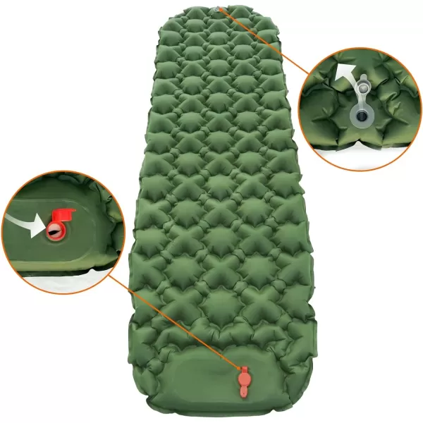 Amazon Basics Ultralight Sleeping Pad for Backpacking Hiking FoldingInflatable Portable Air Mattress with Builtin Pump Mat Olive Green 22 inches Thick SingleAmazon Basics Ultralight Sleeping Pad for Backpacking Hiking FoldingInflatable Portable Air Mattress with Builtin Pump Mat Olive Green 22 inches Thick Single