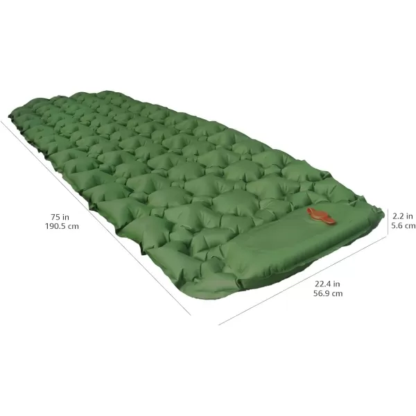 Amazon Basics Ultralight Sleeping Pad for Backpacking Hiking FoldingInflatable Portable Air Mattress with Builtin Pump Mat Olive Green 22 inches Thick SingleAmazon Basics Ultralight Sleeping Pad for Backpacking Hiking FoldingInflatable Portable Air Mattress with Builtin Pump Mat Olive Green 22 inches Thick Single
