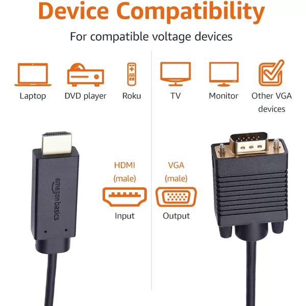 Amazon Basics UniDirectional HDMI to VGA Cable GoldPlated 6 Feet BlackAmazon Basics UniDirectional HDMI to VGA Cable GoldPlated 6 Feet Black