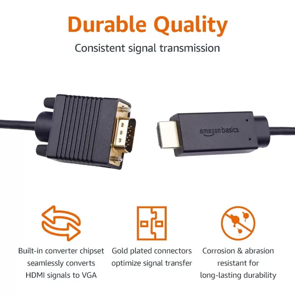 Amazon Basics UniDirectional HDMI to VGA Cable GoldPlated 6 Feet BlackAmazon Basics UniDirectional HDMI to VGA Cable GoldPlated 6 Feet Black