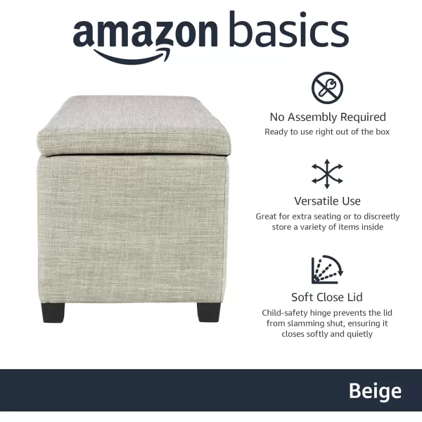 Amazon Basics Upholstered Rectangular Storage Ottoman and Entryway Bench 355W x 165D x 17H Light GrayBeige