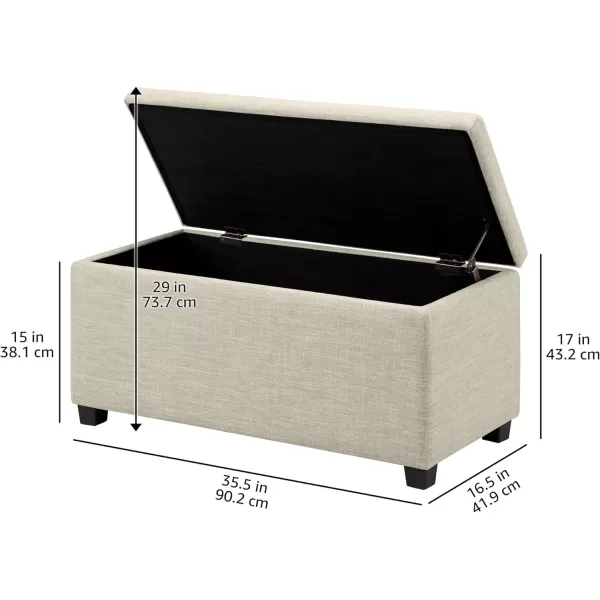 Amazon Basics Upholstered Rectangular Storage Ottoman and Entryway Bench 355W x 165D x 17H Light GrayBeige