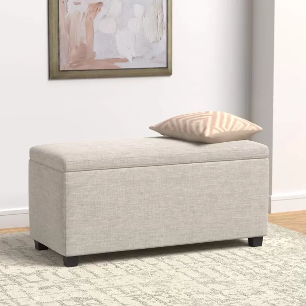 Amazon Basics Upholstered Rectangular Storage Ottoman and Entryway Bench 355W x 165D x 17H Light GrayBeige