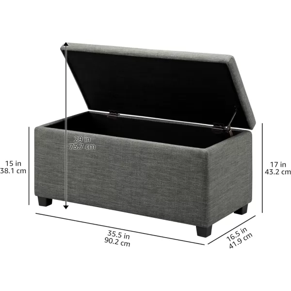 Amazon Basics Upholstered Rectangular Storage Ottoman and Entryway Bench 355W x 165D x 17H Light GrayCharcoal Gray
