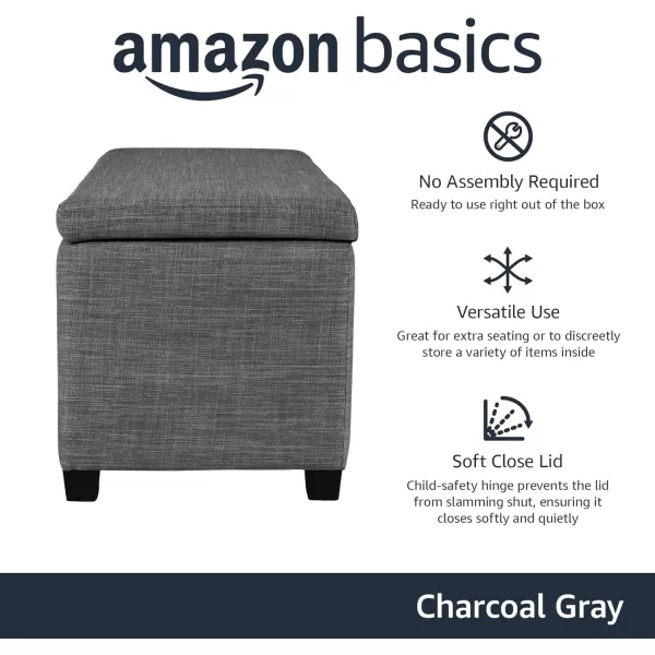 Amazon Basics Upholstered Rectangular Storage Ottoman and Entryway Bench 355W x 165D x 17H Light GrayCharcoal Gray