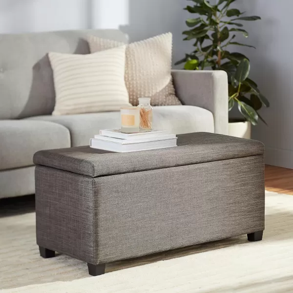 Amazon Basics Upholstered Rectangular Storage Ottoman and Entryway Bench 355W x 165D x 17H Light GrayCharcoal Gray