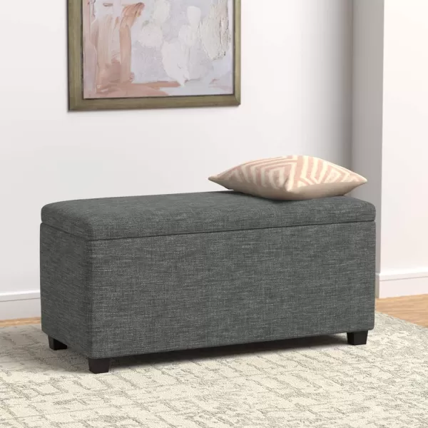 Amazon Basics Upholstered Rectangular Storage Ottoman and Entryway Bench 355W x 165D x 17H Light GrayCharcoal Gray