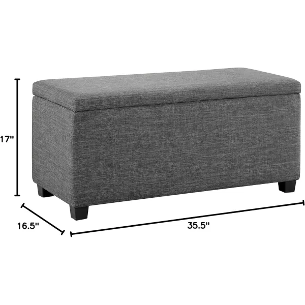 Amazon Basics Upholstered Rectangular Storage Ottoman and Entryway Bench 355W x 165D x 17H Light GrayCharcoal Gray