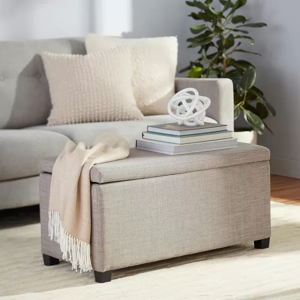 Amazon Basics Upholstered Rectangular Storage Ottoman and Entryway Bench 355W x 165D x 17H Light GrayLight Gray