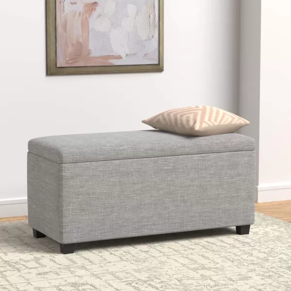 Amazon Basics Upholstered Rectangular Storage Ottoman and Entryway Bench 355W x 165D x 17H Light GrayLight Gray