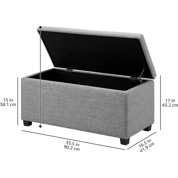 Amazon Basics Upholstered Rectangular Storage Ottoman and Entryway Bench 355W x 165D x 17H Light GrayLight Gray