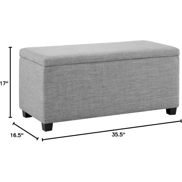 Amazon Basics Upholstered Rectangular Storage Ottoman and Entryway Bench 355W x 165D x 17H Light GrayLight Gray