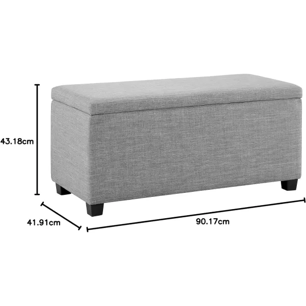 Amazon Basics Upholstered Rectangular Storage Ottoman and Entryway Bench 355W x 165D x 17H Light GrayLight Gray