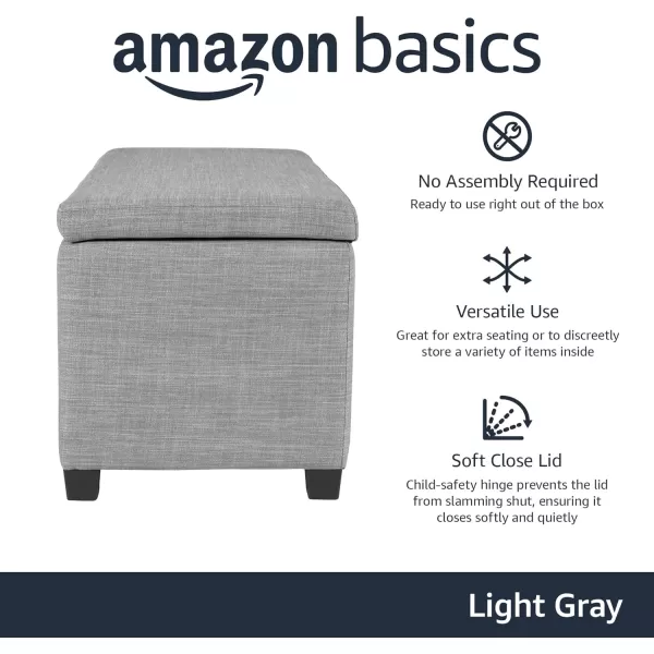 Amazon Basics Upholstered Rectangular Storage Ottoman and Entryway Bench 355W x 165D x 17H Light GrayLight Gray