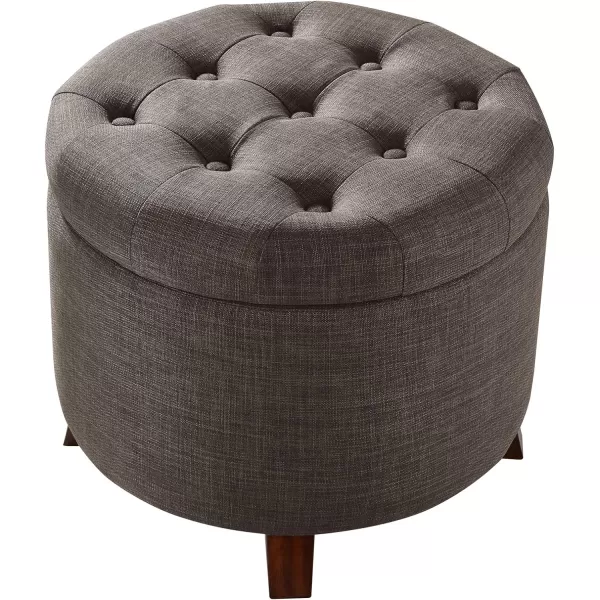 Amazon Basics Upholstered Tufted Storage Round Ottoman Footstool Burlap Beige 20W x 20D x 17HDark Gray