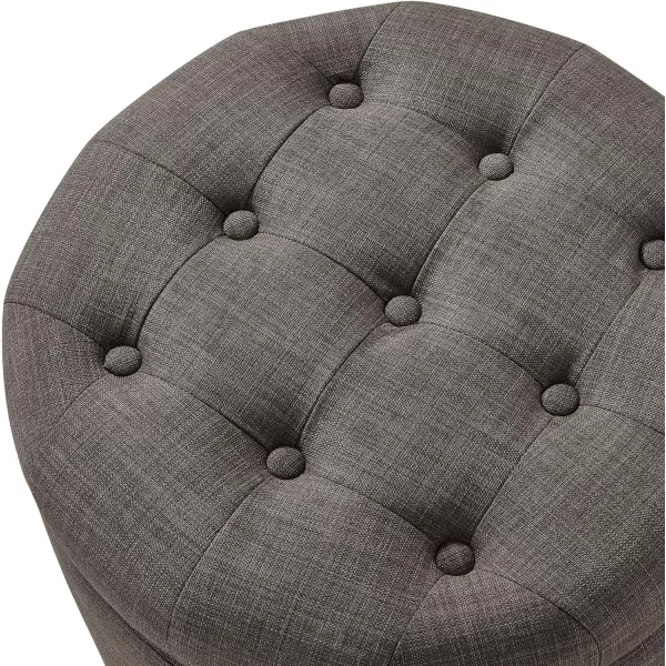 Amazon Basics Upholstered Tufted Storage Round Ottoman Footstool Burlap Beige 20W x 20D x 17HDark Gray