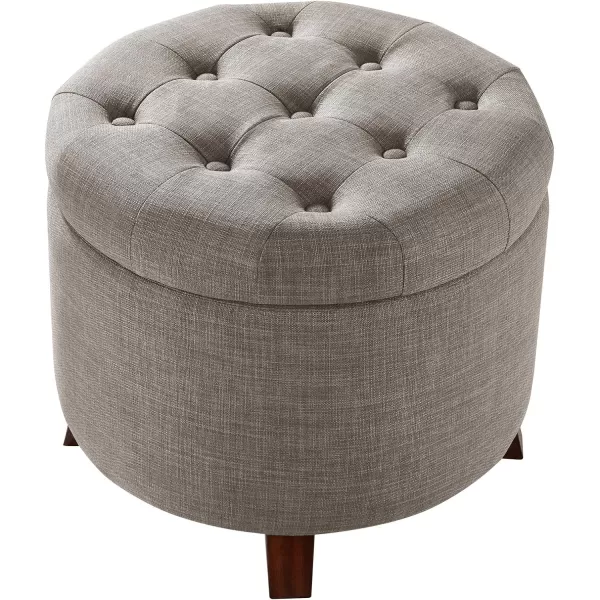 Amazon Basics Upholstered Tufted Storage Round Ottoman Footstool Burlap Beige 20W x 20D x 17HGrey