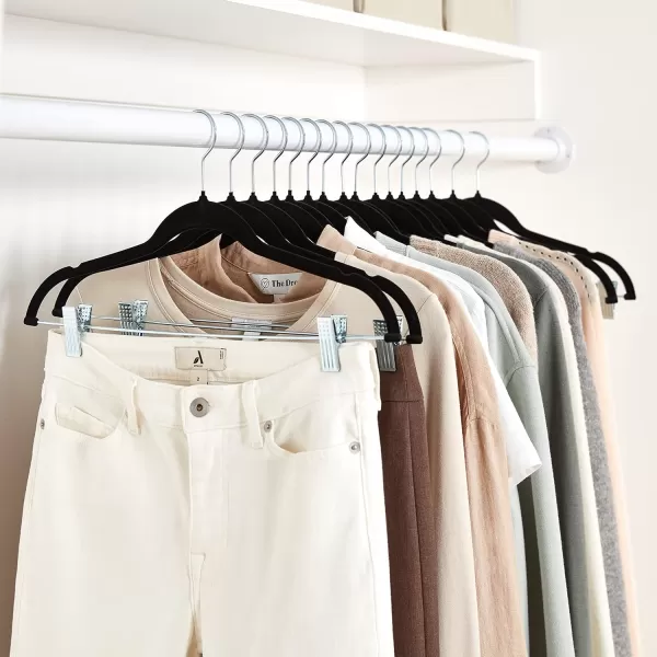 Amazon Basics Velvet NonSlip Skirt Clothes Hangers with Clips Pack of 50 BlackSilverPack of 24 BlackSilver