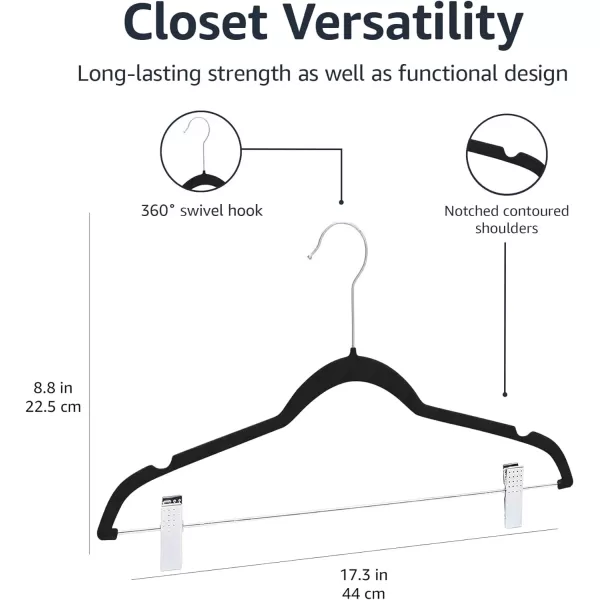 Amazon Basics Velvet NonSlip Skirt Clothes Hangers with Clips Pack of 50 BlackSilverPack of 50 BlackSilver