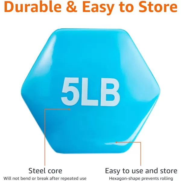 Amazon Basics Vinyl Hexagon Workout Dumbbell Hand Weight5 Pounds