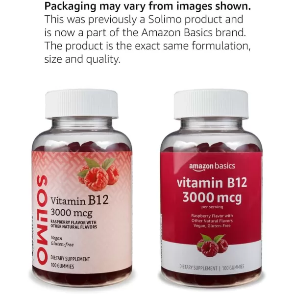 Amazon Basics Vitamin B12 3000 mcg Gummies Normal Energy Production and Metabolism Immune System Support Raspberry 200 Count 2 Packs of 100 2 per serving100 Count Pack of 2