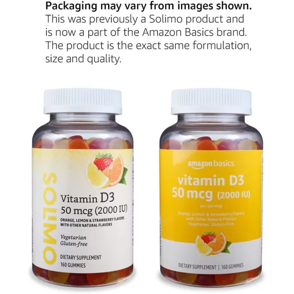 Amazon Basics Vitamin D3 2000 IU Gummies Orange Lemon amp Strawberry 160 Count 2 per Serving Previously SolimoAmazon Basics Vitamin D3 2000 IU Gummies Orange Lemon amp Strawberry 160 Count 2 per Serving Previously Solimo