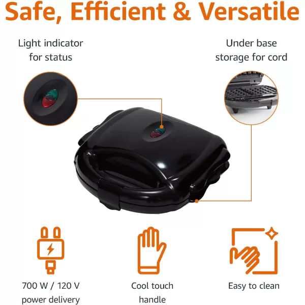 Amazon Basics Waffle Maker 2Slices White with Nonstick coating and Easy to Clean 700W3in1 Black