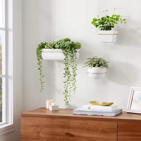 Amazon Basics Wall Planter Oval  WhiteBlackWhiteCopper