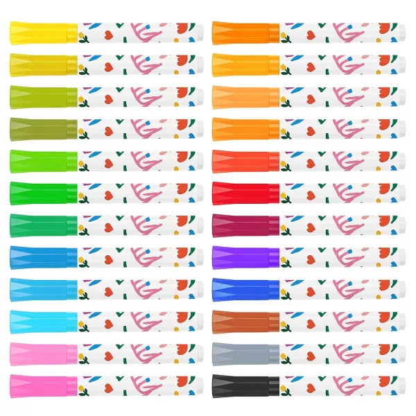 Amazon Basics Washable Round Tip Assorted School Marker Pens Pack of 24 ColorsFine Tip