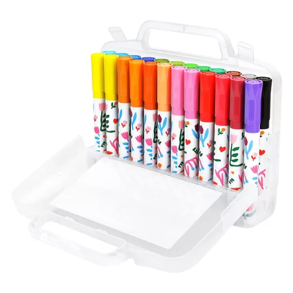 Amazon Basics Washable Round Tip Assorted School Marker Pens Pack of 24 ColorsFine Tip